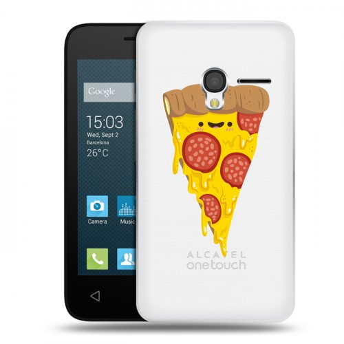 Полупрозрачный дизайнерский пластиковый чехол для Alcatel One Touch Pixi 3 (4.0) Прозрачная Пицца