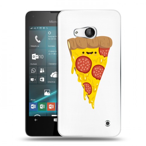 Полупрозрачный дизайнерский пластиковый чехол для Microsoft Lumia 550 Прозрачная Пицца
