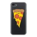 Полупрозрачный дизайнерский силиконовый с усиленными углами чехол для Iphone 7 Прозрачная Пицца