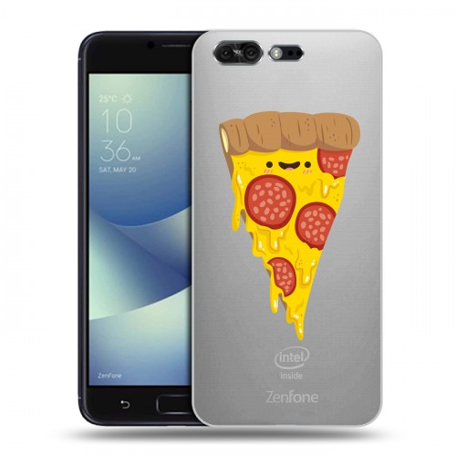 Полупрозрачный дизайнерский пластиковый чехол для ASUS ZenFone 4 Pro Прозрачная Пицца