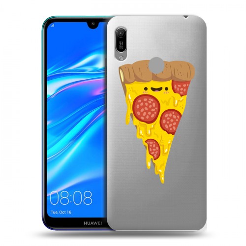 Полупрозрачный дизайнерский пластиковый чехол для Huawei Y6 (2019) Прозрачная Пицца
