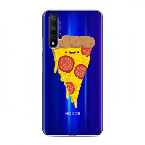 Полупрозрачный дизайнерский силиконовый чехол для Huawei Honor 20 Прозрачная Пицца