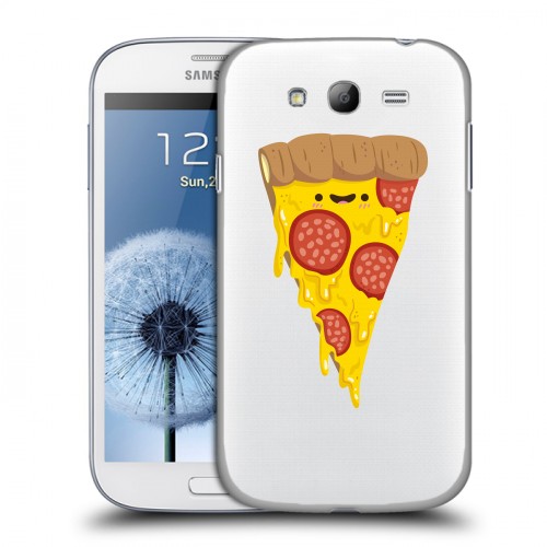 Полупрозрачный дизайнерский пластиковый чехол для Samsung Galaxy Grand Прозрачная Пицца