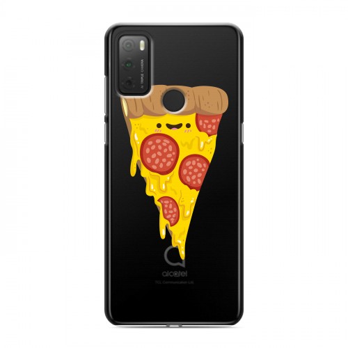 Полупрозрачный дизайнерский пластиковый чехол для Alcatel 3L (2021) Прозрачная Пицца