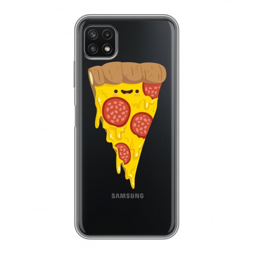 Полупрозрачный дизайнерский силиконовый чехол для Samsung Galaxy A22s 5G Прозрачная Пицца