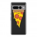 Полупрозрачный дизайнерский силиконовый с усиленными углами чехол для Google Pixel 7 Pro Прозрачная Пицца