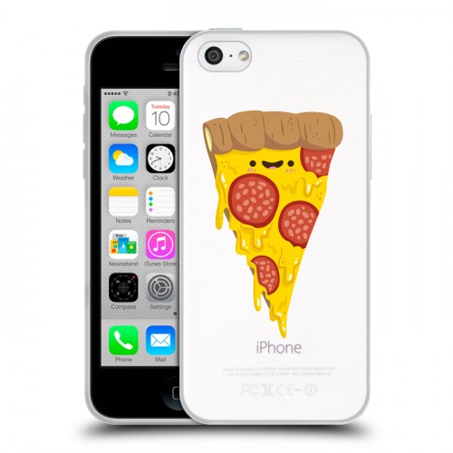 Полупрозрачный дизайнерский пластиковый чехол для Iphone 5c Прозрачная Пицца