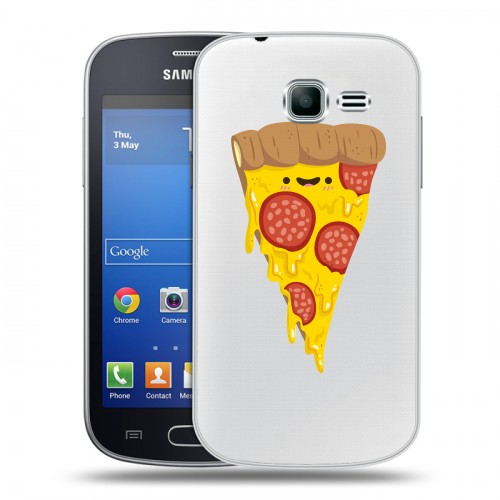 Полупрозрачный дизайнерский пластиковый чехол для Samsung Galaxy Trend Lite Прозрачная Пицца