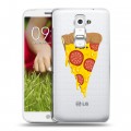 Полупрозрачный дизайнерский пластиковый чехол для LG Optimus G2 mini Прозрачная Пицца