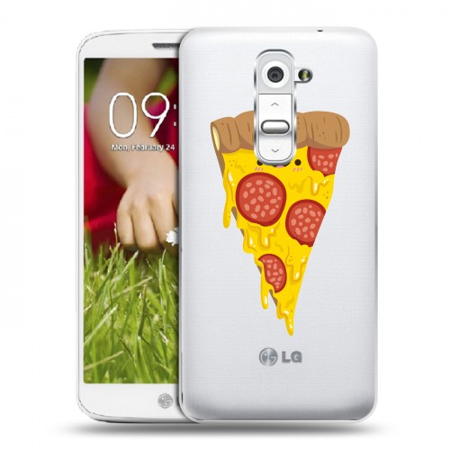 Полупрозрачный дизайнерский пластиковый чехол для LG Optimus G2 mini Прозрачная Пицца