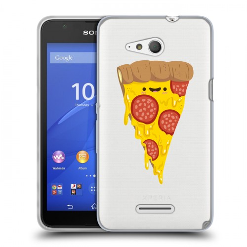 Полупрозрачный дизайнерский пластиковый чехол для Sony Xperia E4g Прозрачная Пицца