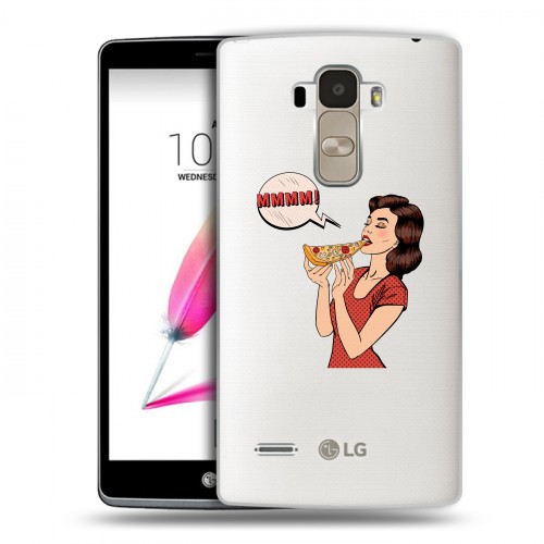 Полупрозрачный дизайнерский пластиковый чехол для LG G4 Stylus Прозрачная Пицца