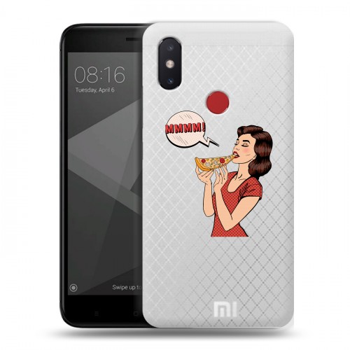 Полупрозрачный дизайнерский пластиковый чехол для Xiaomi Mi8 SE Прозрачная Пицца