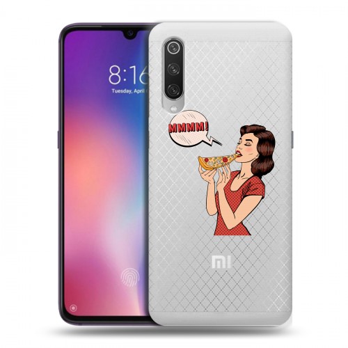 Полупрозрачный дизайнерский силиконовый с усиленными углами чехол для Xiaomi Mi9 Прозрачная Пицца