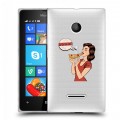 Полупрозрачный дизайнерский пластиковый чехол для Microsoft Lumia 435 Прозрачная Пицца