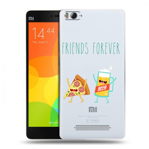 Полупрозрачный дизайнерский пластиковый чехол для Xiaomi Mi4i Прозрачная Пицца