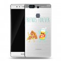 Полупрозрачный дизайнерский пластиковый чехол для Huawei P9 Plus Прозрачная Пицца