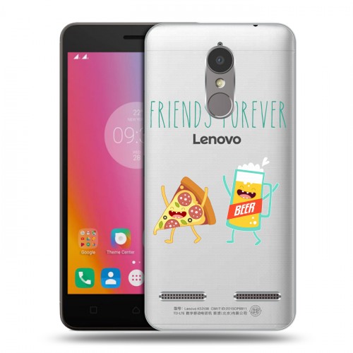 Полупрозрачный дизайнерский пластиковый чехол для Lenovo K6 Прозрачная Пицца