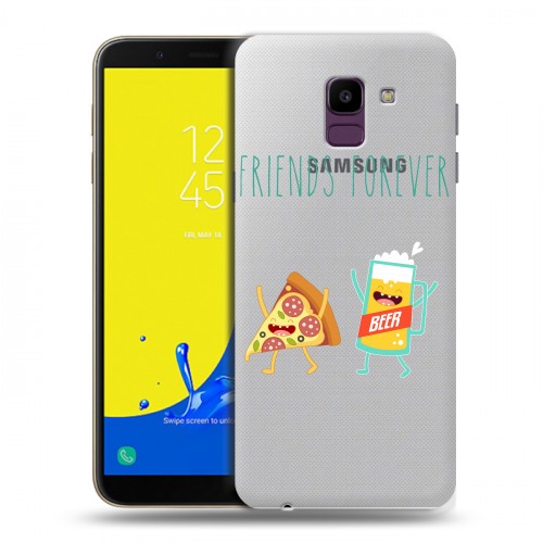 Полупрозрачный дизайнерский пластиковый чехол для Samsung Galaxy J6 Прозрачная Пицца