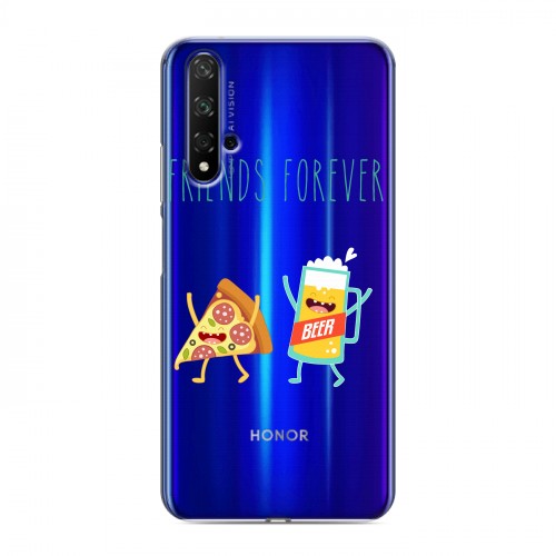 Полупрозрачный дизайнерский пластиковый чехол для Huawei Honor 20 Прозрачная Пицца