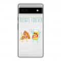 Полупрозрачный дизайнерский пластиковый чехол для Google Pixel 6a Прозрачная Пицца