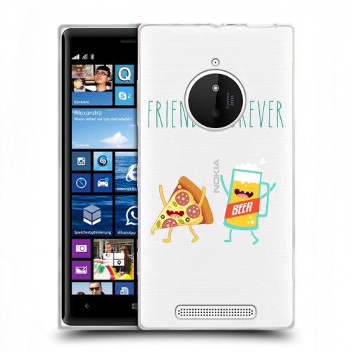 Полупрозрачный дизайнерский пластиковый чехол для Nokia Lumia 830 Прозрачная Пицца