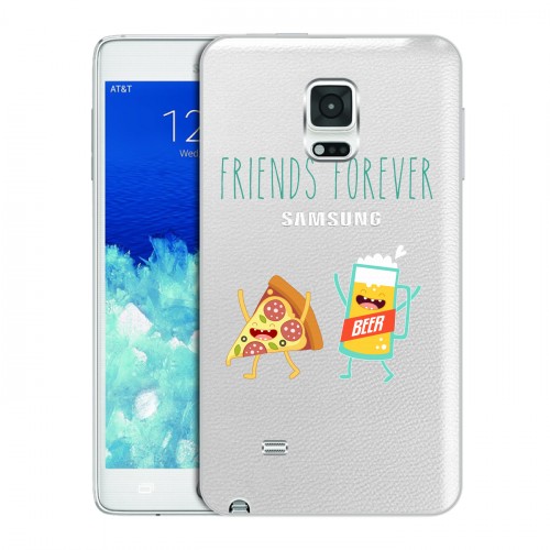 Полупрозрачный дизайнерский пластиковый чехол для Samsung Galaxy Note Edge Прозрачная Пицца