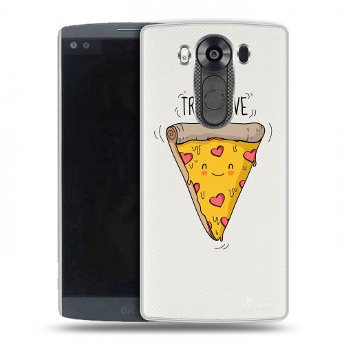 Полупрозрачный дизайнерский пластиковый чехол для LG V10 Прозрачная Пицца