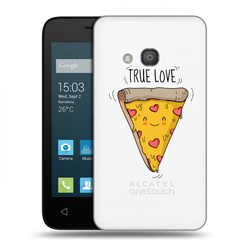 Полупрозрачный дизайнерский пластиковый чехол для Alcatel One Touch Pixi 4 (4) Прозрачная Пицца