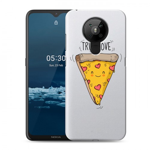 Полупрозрачный дизайнерский пластиковый чехол для Nokia 5.3 Прозрачная Пицца