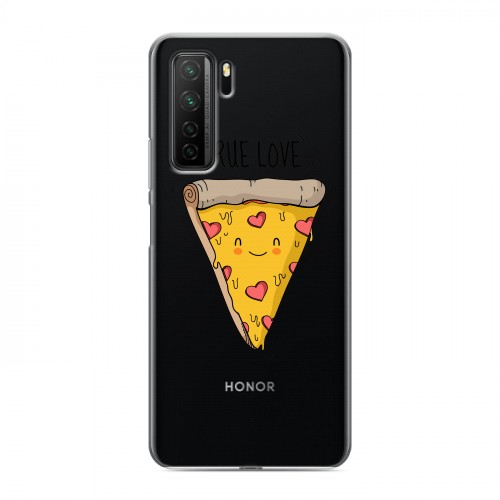 Полупрозрачный дизайнерский силиконовый с усиленными углами чехол для Huawei Honor 30S Прозрачная Пицца