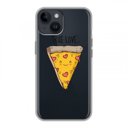 Полупрозрачный дизайнерский пластиковый чехол для Iphone 14 Прозрачная Пицца