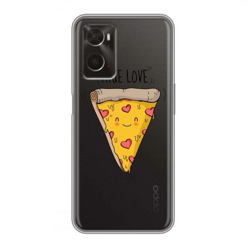Полупрозрачный дизайнерский пластиковый чехол для OPPO A96 Прозрачная Пицца