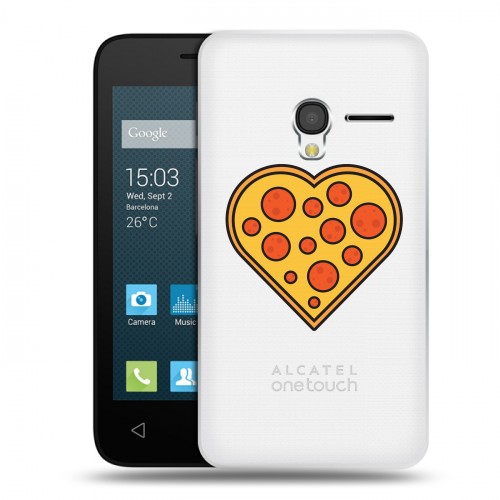 Полупрозрачный дизайнерский пластиковый чехол для Alcatel One Touch Pixi 3 (4.0) Прозрачная Пицца