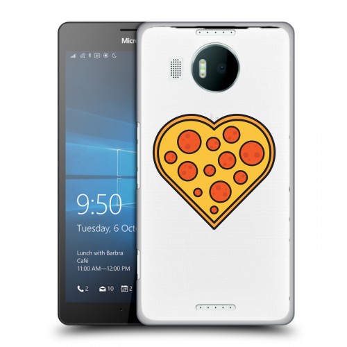 Полупрозрачный дизайнерский пластиковый чехол для Microsoft Lumia 950 XL Прозрачная Пицца