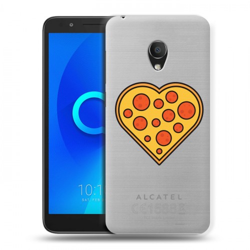Полупрозрачный дизайнерский пластиковый чехол для Alcatel 1C Прозрачная Пицца