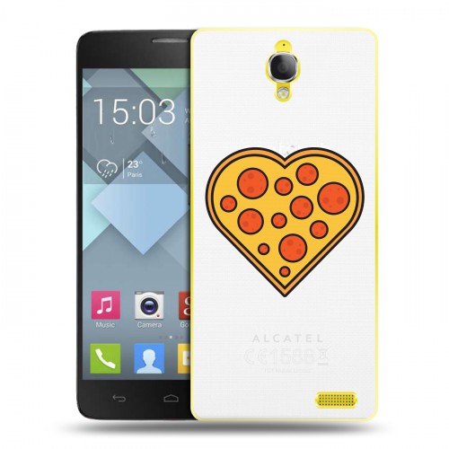 Полупрозрачный дизайнерский пластиковый чехол для Alcatel One Touch Idol X Прозрачная Пицца