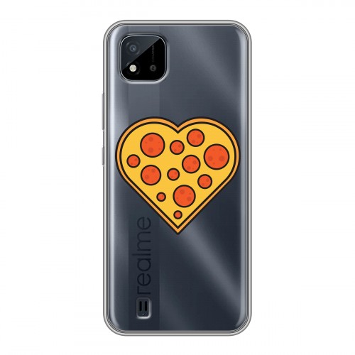 Полупрозрачный дизайнерский силиконовый чехол для Realme C20 Прозрачная Пицца