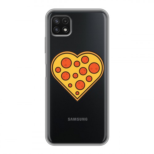 Полупрозрачный дизайнерский силиконовый с усиленными углами чехол для Samsung Galaxy A22s 5G Прозрачная Пицца