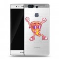 Полупрозрачный дизайнерский пластиковый чехол для Huawei P9 Plus Прозрачная Пицца