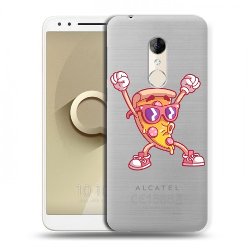 Полупрозрачный дизайнерский пластиковый чехол для Alcatel 3 Прозрачная Пицца