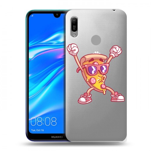 Полупрозрачный дизайнерский пластиковый чехол для Huawei Y6 (2019) Прозрачная Пицца