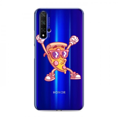 Полупрозрачный дизайнерский пластиковый чехол для Huawei Honor 20 Прозрачная Пицца