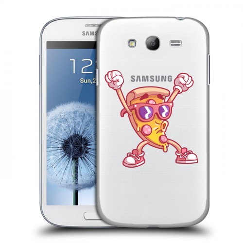 Полупрозрачный дизайнерский пластиковый чехол для Samsung Galaxy Grand Прозрачная Пицца