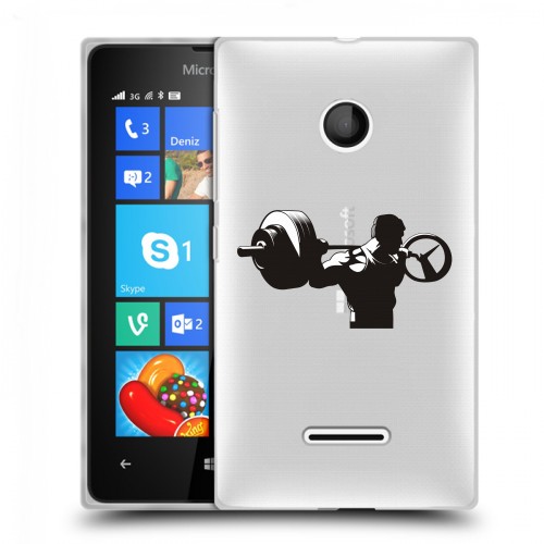 Полупрозрачный дизайнерский пластиковый чехол для Microsoft Lumia 435 Прозрачные пауэрлифтинг