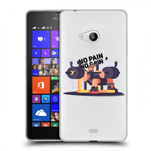 Полупрозрачный дизайнерский пластиковый чехол для Microsoft Lumia 540 Прозрачные пауэрлифтинг