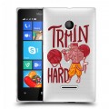 Полупрозрачный дизайнерский пластиковый чехол для Microsoft Lumia 435 Прозрачные пауэрлифтинг
