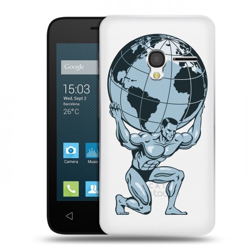 Полупрозрачный дизайнерский пластиковый чехол для Alcatel One Touch Pixi 3 (4.0) Прозрачные пауэрлифтинг
