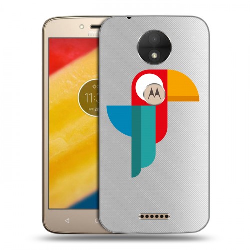Полупрозрачный дизайнерский пластиковый чехол для Motorola Moto C Прозрачные попугаи