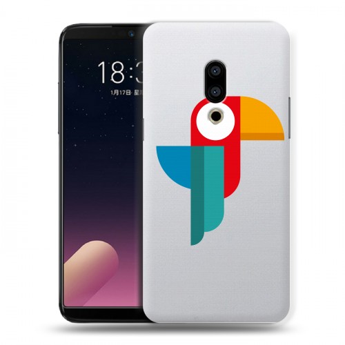 Полупрозрачный дизайнерский пластиковый чехол для Meizu 15 Plus Прозрачные попугаи